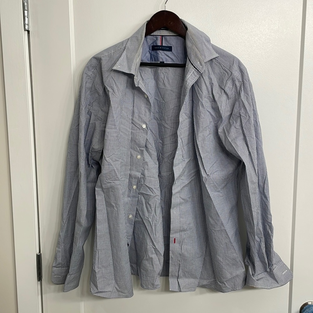 Slim Fit Blue Check Tommy Hilfiger Button Down Shirt